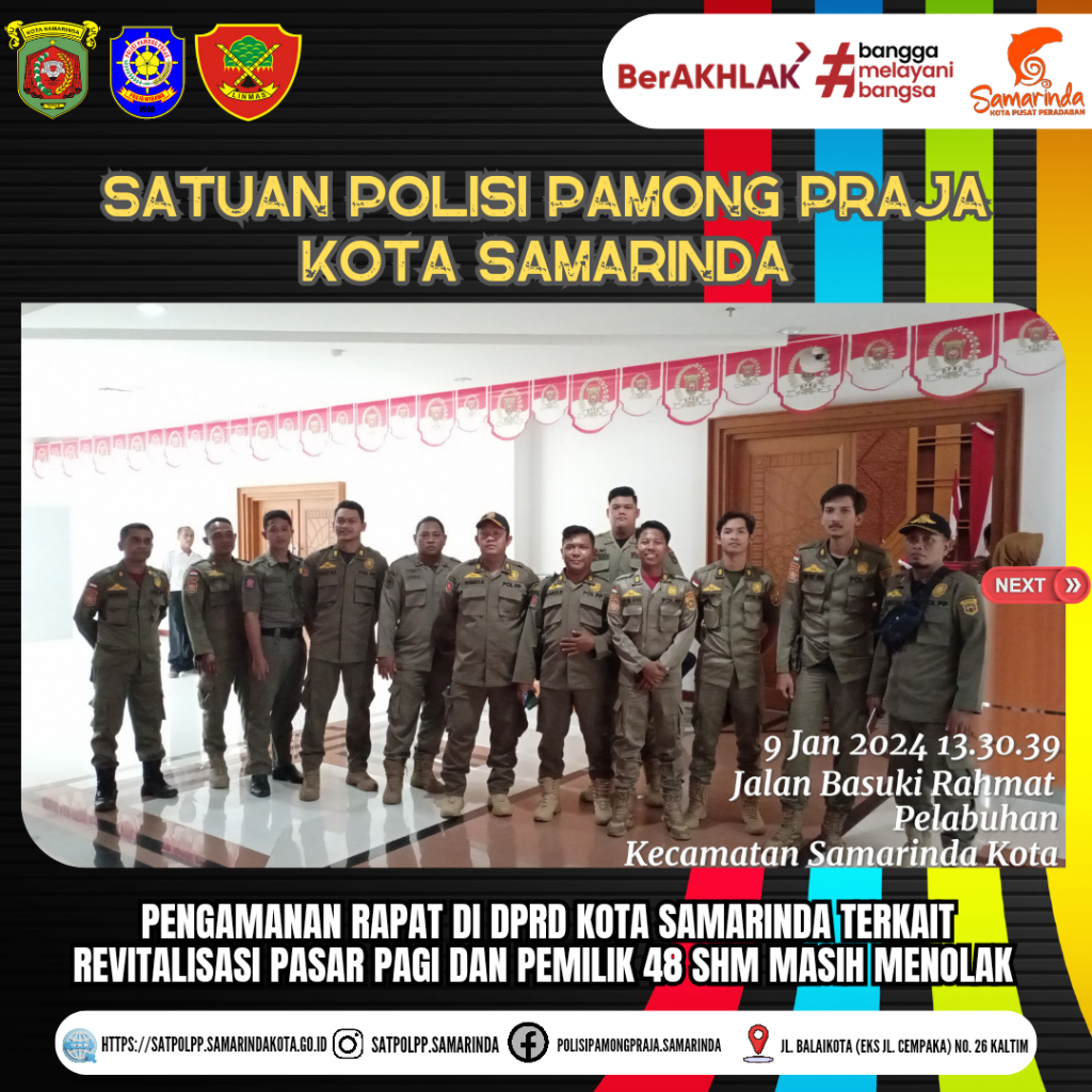 Pengamanan Rapat di DPRD Kota Samarinda terkait Revitalisasi Pasar Pagi dan Pemilik 48 SHM masih menolak