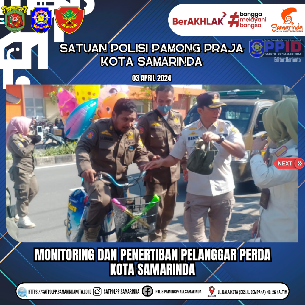 Monitoring dan Penertiban Pelanggar Perda Kota Samarinda