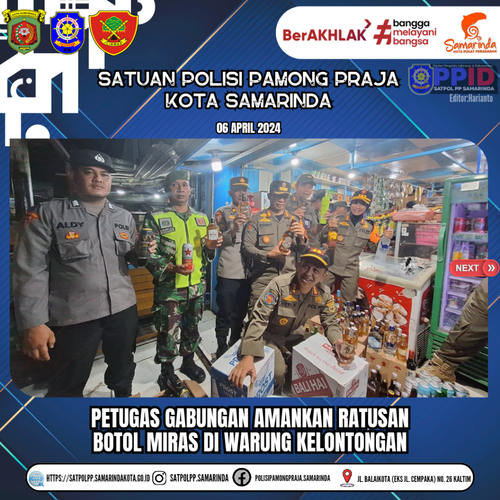 Kegiatan Monitoring Gabungan TNI POLRI, Amankan Ratusan Minuman Beralkohol di Warung kelontongan