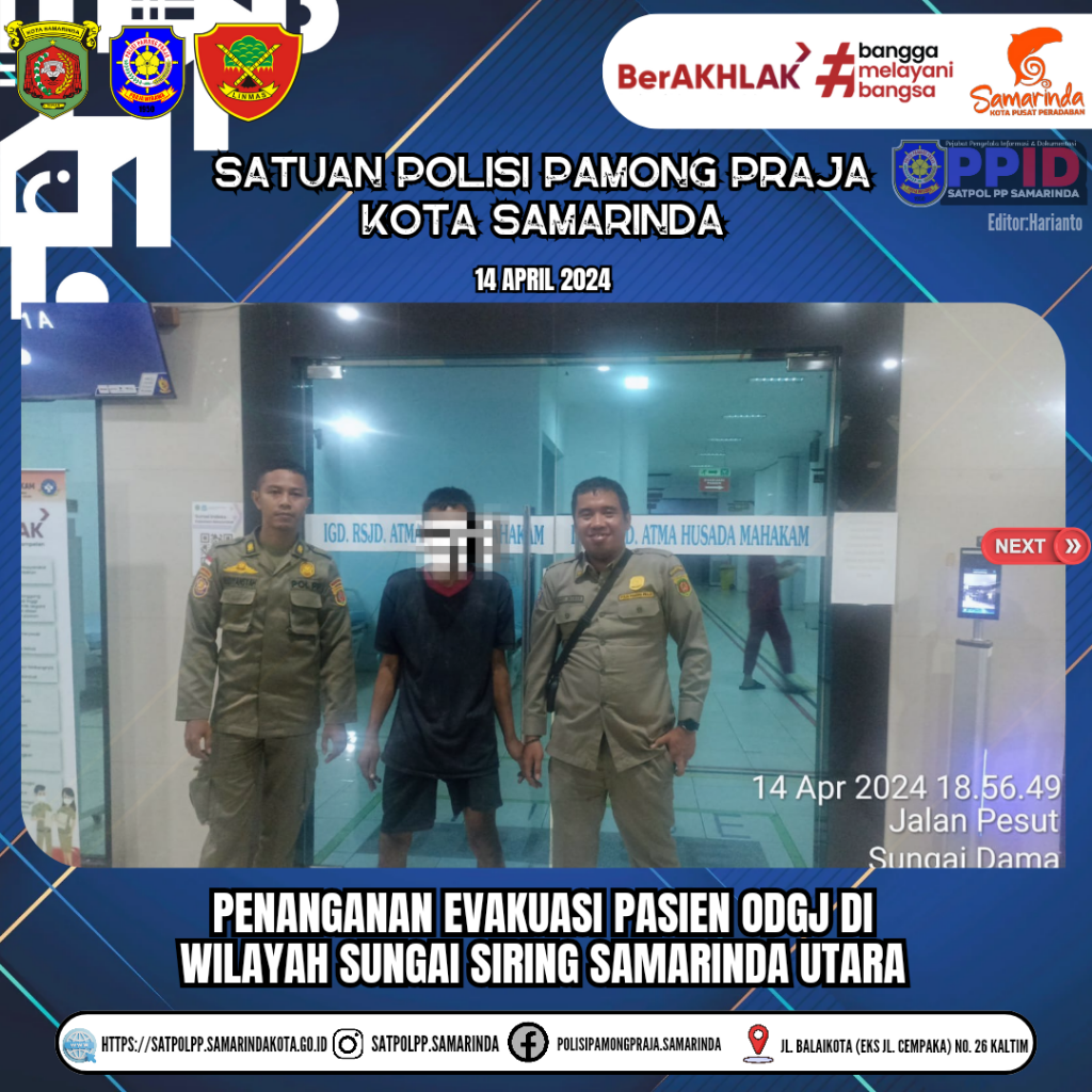 Penanganan Evakuasi Pasien ODGJ bersama FKPM Sungai Siring Kecamatan Samarinda Utara