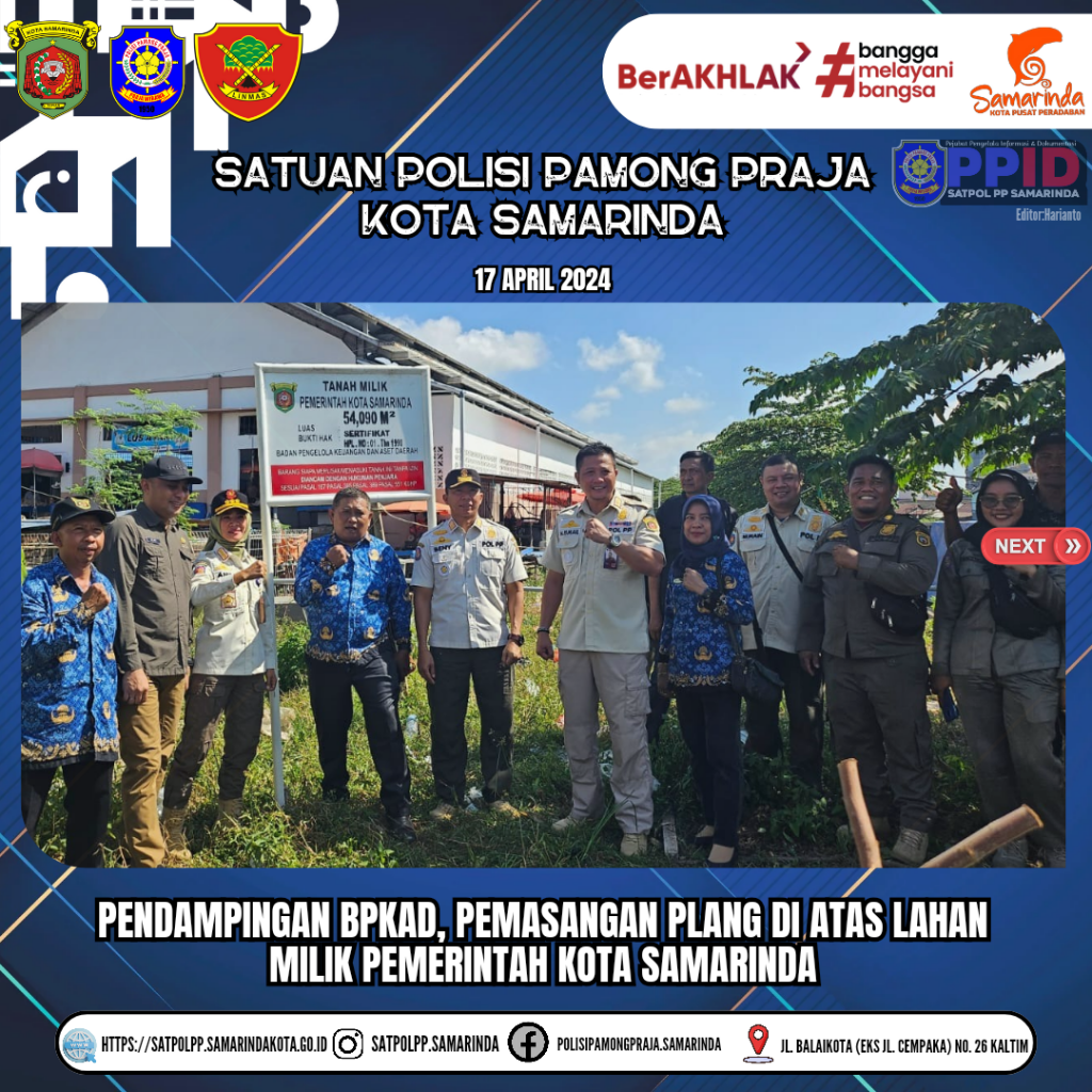 Pendampingan BPKAD, Pemasangan plang Hak Milik Pemerintah Kota Samarinda di Kawasan Pasar Segiri
