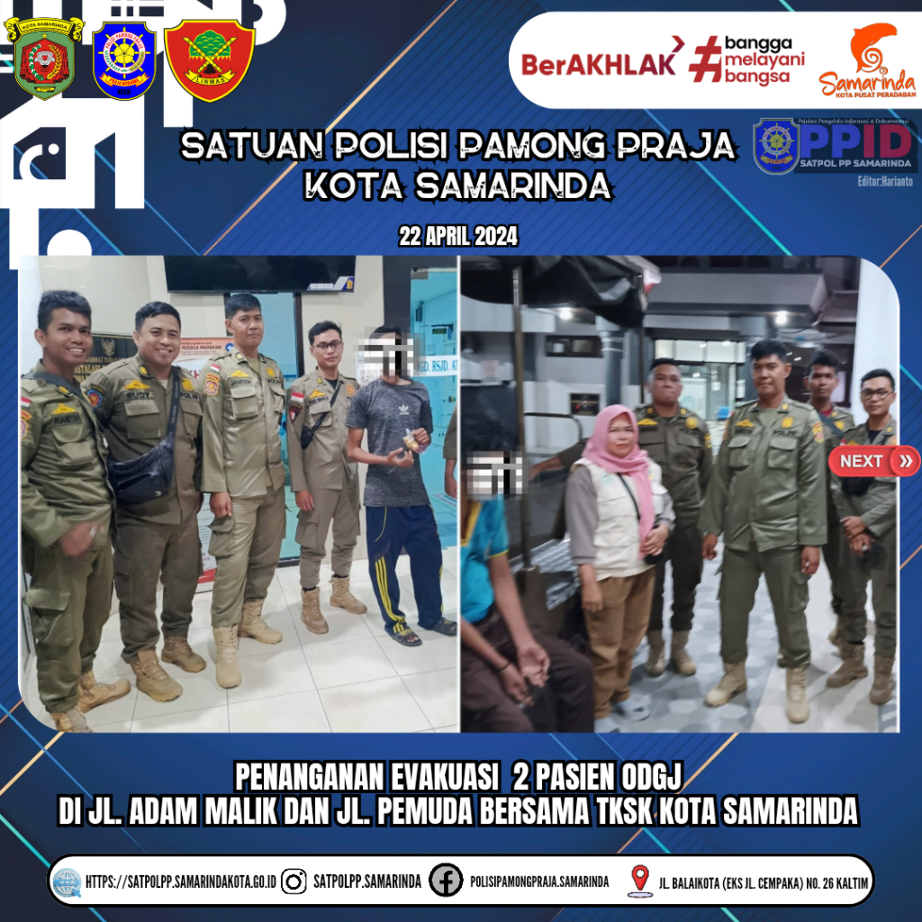 Evakuasi Dua Pasien ODGJ Bersama TKSK Kota Samarinda
