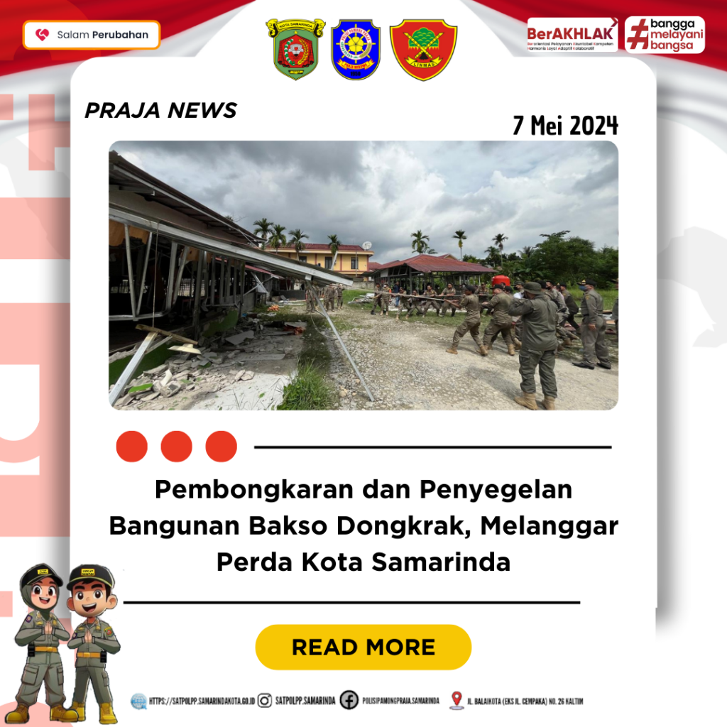 Penertiban Bangunan Melanggar PERDA di Samarinda: Pembongkaran Bakso Dongkrak