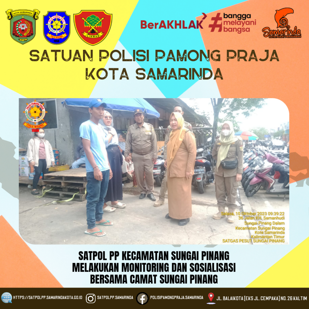 Satpol PP Kecamatan Sungai Pinang Bersama Camat