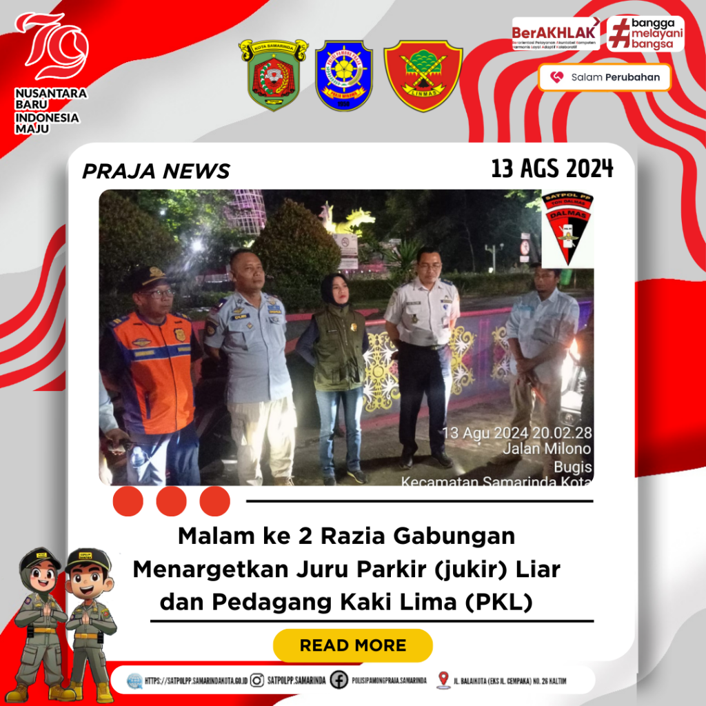 Malam Ke 2, Razia gabungan menargetkan juru parkir (jukir) liar dan pedagang kaki lima (PKL)