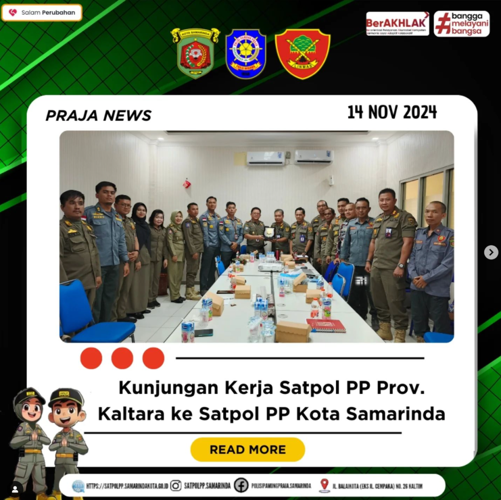 Kunjungan Kerja Satpol PP Provinsi Kaltara dengan Satpol PP Kota Samarinda